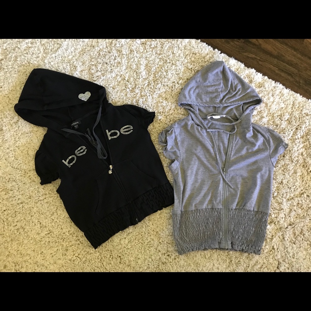 Bebe small sweatshirt jacket black zip up hoodie